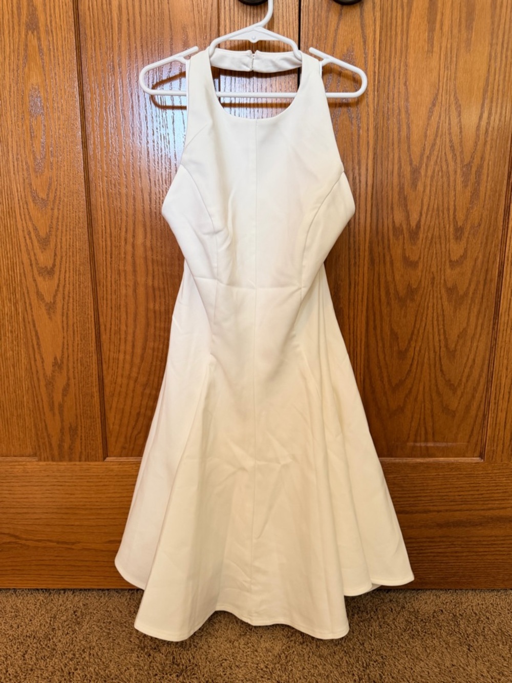 Windsor White Halter Fit-and-Flare Midi Dress